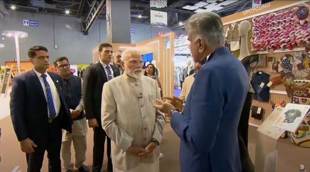 PM Modi Applauds Tiruppur’s Sustainable Textile Innovations at Bharat Tex 2025