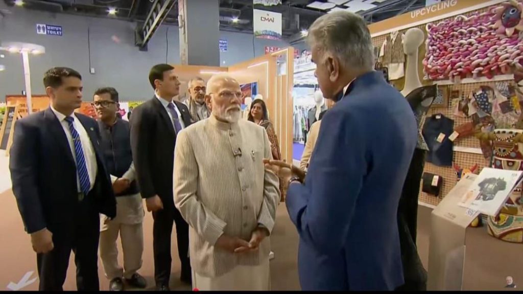 PM Modi Applauds Tiruppur’s Sustainable Textile Innovations at Bharat Tex 2025