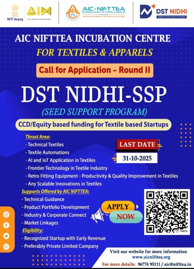DST NIDHI-SSP (Seed Support Program)